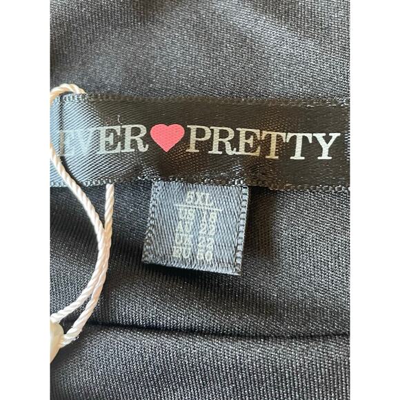 Ever Pretty Hi Low Dress NWT Deep V Neck Black Sleeveless Stretch Sz 18 Evening - Picture 2 of 10